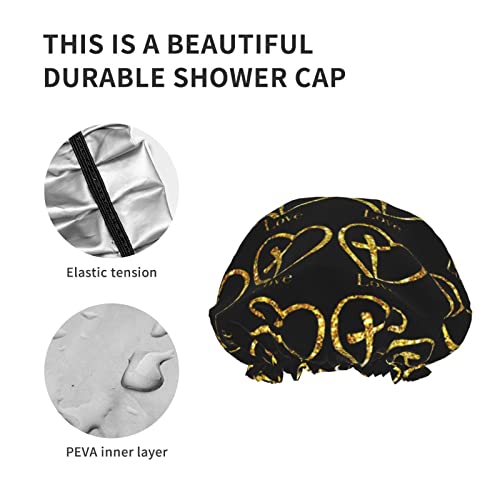 נשים לשימוש חוזר למתיחה שולי שיער כובע אמונה מקווה אהבה נוצרית אלוהים שכבות כפולות כפפות אטום למקלחת כובע אמבטיה