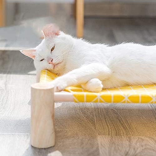 מוגבה חתול מיטת בית חתול ערסלי מיטת עץ בד חתול טרקלין מיטה לכלבים קטנים ארנב חתולים עמיד בד לחיות מחמד בית