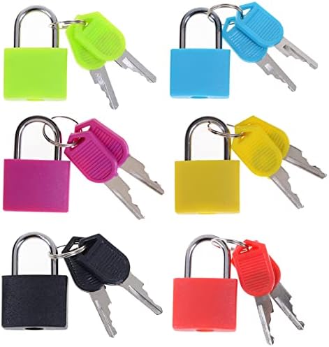 IUBBO 6 PCS מנעולי מזוודה עם מפתחות, מנעולי מתכת קטנים עם מפתחות, מנעולי מזוודות מנעול רב צבעוני למזוודה, תרמיל, כושר בית