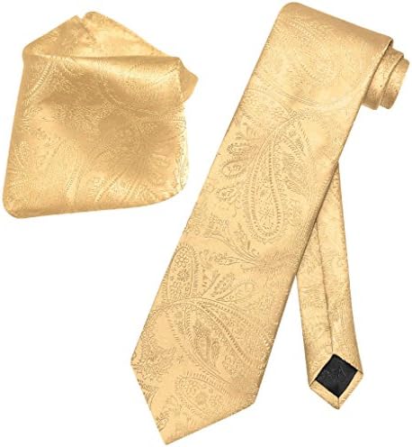 וזוביו נאפולי זהב צבע פייזלי עניבה & מטפחת התאמת צוואר עניבת סט