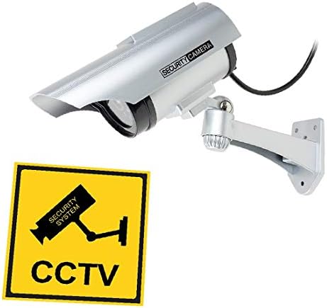 X-DREE CCTV דמה דמה ריאליסטית למראה מצלמת אבטחה אדומה LED אור מהבהב אנרגיה סולארית מופעלת (Cámara de Seguridad CCTV