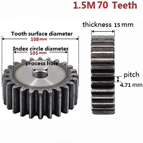 ציוד תעשייתי 1 מחשב 1.5 מ ' 70 שיניים שלוחה הילוך פחמן 45 פלדה מיקרו מנוע שידור חלקי תיבת הילוכים הזדווגות