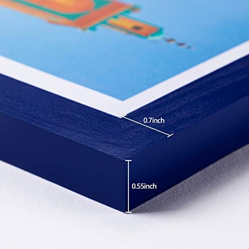 מסגרת תמונה של eletecpro 4x6 עשויה מעץ מלא וזכוכית HD מסגרת צבעונית תפאורה ביתית להרכבה קיר וכחול שולחן 1 חבילה