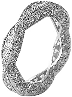 925 כסף עגול מגזרת מלא יהלומים לבן אירוסין טבעת לנשים טבעות גדול