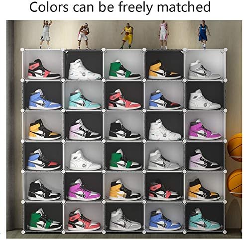 קופסאות נעליים של Zhiing עם מכסים ברורים, מיכל אחסון הניתן לערימה מפלסטיק, נעלי ספורט, מתקפלות, לגברים ונשים