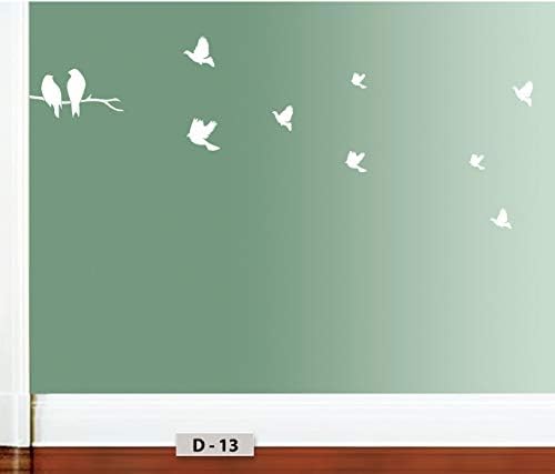 עיצוב קיר ציור עץ ציפורים סטנסיל רעיונות-ד13
