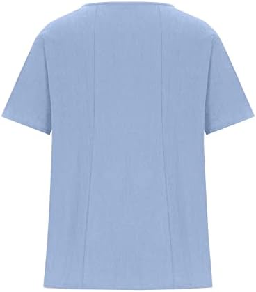 נשים כותנה פשתן פרחוני חולצות בתוספת גודל קיץ רופף בכושר חולצות עגול צוואר יוצא קצר שרוול טרנדי טוניקה למעלה