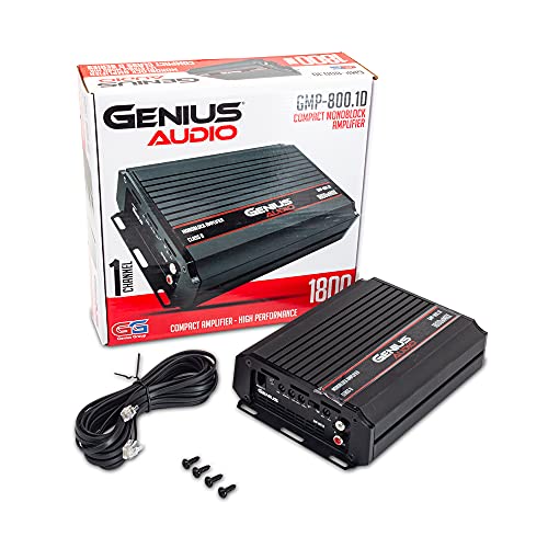 Genius Audio GMP-800.1d Mini Compact Plus Audio Audio מגבר Monoblock 1800 Watts Max Class D 1 אוהם יציב עם מערכת הגנה על חשמל