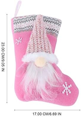גרבי בובה חסרי פנים של ABAODAM גרביים תלויים לחג המולד לילדים קישוטים למסיבות חג משפחתיות לבן ואפור