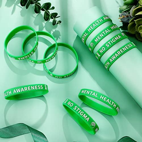 400 יחידות מודעות לבריאות נפש סיליקון צמיד ירוק גומי סיליקון צמידי יד בתפזורת יוניסקס מוטיבציה נפש בריאות צמיד מתנה עבור נשים