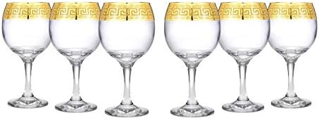 העולם מתנות זהב מסגרת יין גביע 6-חתיכה זכוכית סט יווני מפתח דפוס עכשווי כלי שתייה