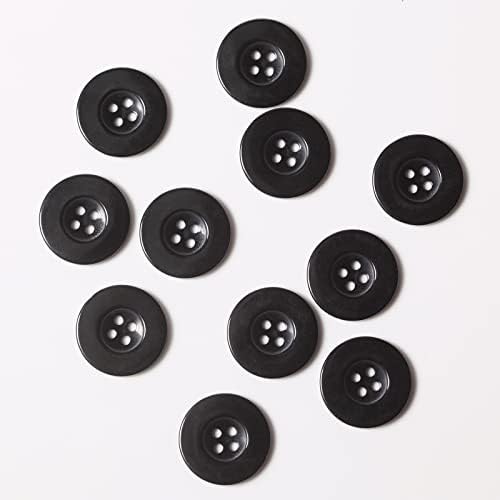 כפתורים שחורים גדולים של 80 יחידות לתפירה שרף 3/4 אינץ 'לחצני מלאכה לחצני מעיל שחור קורלין 4 חורים עגול כפתורים גדולים לתפירה,