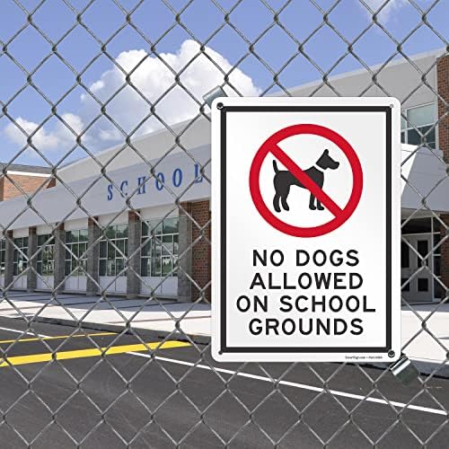 SmartSign אסור לכלבים מותר בשטח בית הספר שלט מתכת עם סמל, 14X10 אינץ