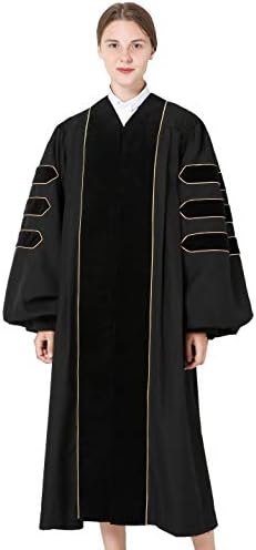 סיום לימודיםקטן דלוקס דוקטורט סיום שמלת עבור סגל ופרופסור קטיפה עם זהב צנרת