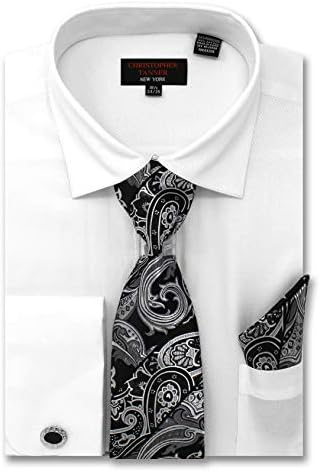 דפוס מיקרו מוצק של כריסטופר טאנר של כריסטופר טאנר מתאים לאזיקים צרפתים חולצות עם עניבת עניבה חפתים משולבת
