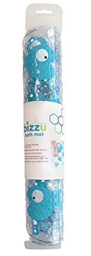 Bizzu Bizzu גדול לא מחצלת אמבטיה לתינוקות עם כוסות יניקה חזקות, יסודות זמן אמבטיה לתינוקות, דגים כחולים