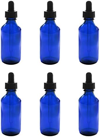 בקבוקי זכוכית כחולים 2oz עם מתקן טפטפת עיניים לזכוכית לשמנים אתרים, קלעים ובשמים, כימיקלים במעבדת כימיה