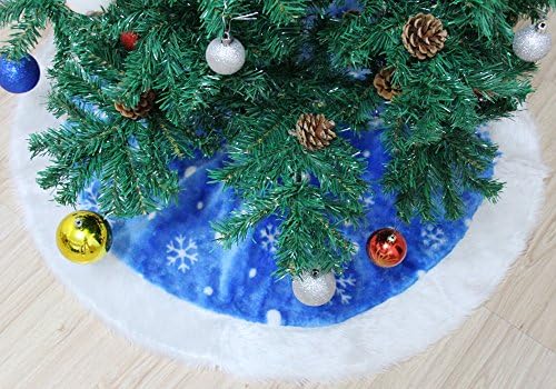 MRXLWHOME עץ חג המולד חצאיות כחול 36 סנטימטרים, חצאיות עץ חג כחול -לבן, קישוטי עץ חג המולד חצאיות 36 אינץ 'כחול