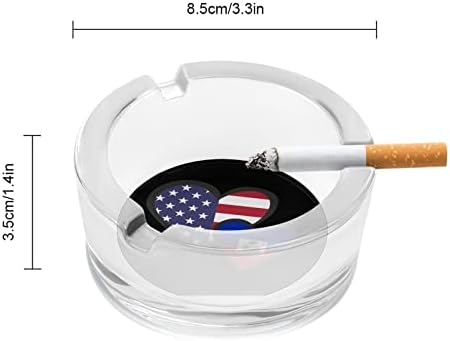 לבבות משתלבים בהאיטי האמריקאית דגל זכוכית מעשן עישון סיגריות סיגריות מארז מחזיק מגש אפר עגול לחיצוניות מקורה
