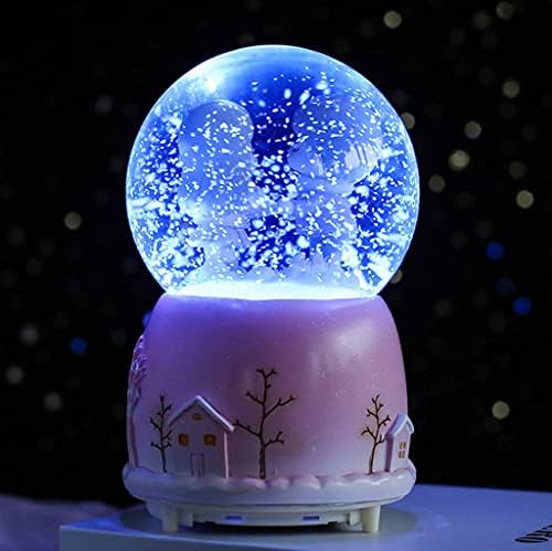 LMMDDP אורות צבע יצירתיים צפים פתיתי שלג אור ירח לבן זוג זכוכית כדורי בדולר קופסת מוזיקה טנאבאטה מתנה ליום הולדת