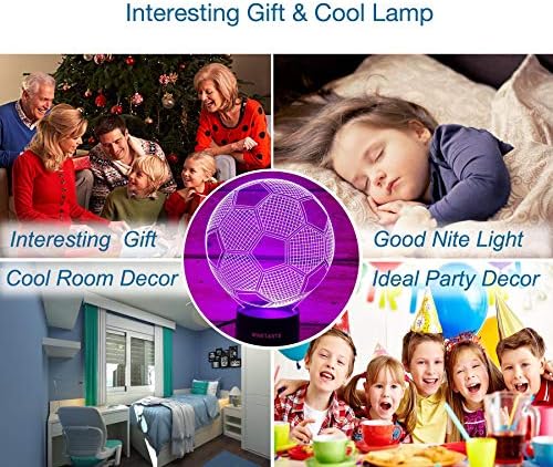 3 ד כדורגל כדור מנורת מתנות עבור בני בנות חדר, לילה אור צעצועי המיטה דקור מתנות לילדים תינוק, 7 צבעים שינוי מנורת לילה