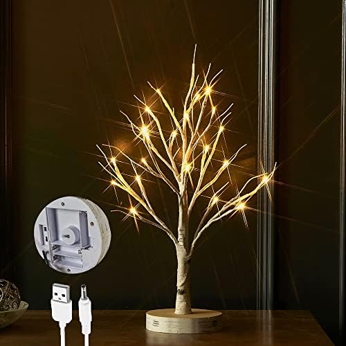 Litbloom עץ ליבנה מואר עם סוללת טיימר מופעלת או תוסף USB 18in 24 אורות עץ שולחן LED לחתונה למסיבת חתונה קישוט