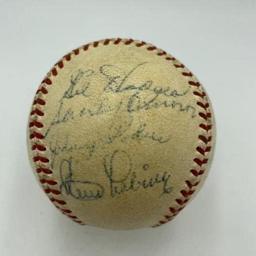 ג'קי רובינסון 1955 ברוקלין דודג'רס W.S. קבוצת אלופות חתמה על DNA של PSA בייסבול - כדורי בייסבול חתימה