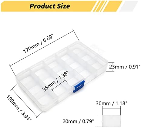 MROMAX PP רכיב תיבת אחסון 170x100x23 ממ מארגן פלסטיק מיכל מתכוונן 15 תיבות כלים נשלפות לרכיב לרכיב אלקטרוני אביזרים קטנים צבע