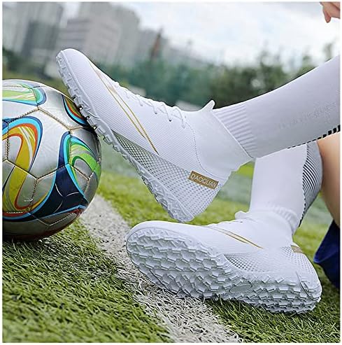 XJiodf כדורגל גברים סוליות כדורגל נעלי כדורגל עם תחרה גבוהה דוקרנים מקורים חיצוניים קרקע חיצונית AG FG TF מגפיים FUTSAL