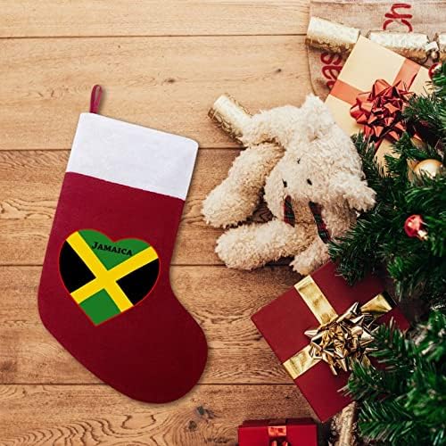דגל ג'מייקה לב גרבי חג המולד גרב עץ חג המולד קישוטים לסנטה קישוטים לקישוטים לחופשת אח 16.5