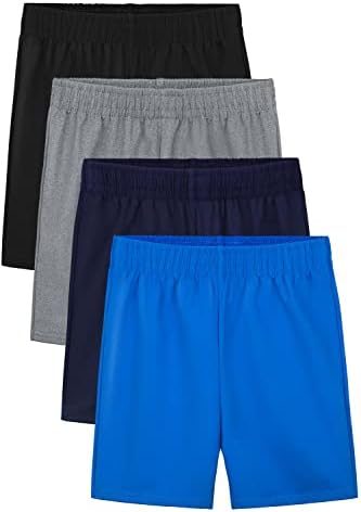 RESINTA 4 חבילה פעוטות בנים מכנסי כדורסל קצרים בנים קיץ ומכנסי ספורט פעוטות ספורט בנים קטנים מושכים מכנסיים