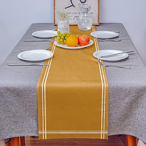רץ לשולחן, צעיפי שידה צהובים בצבע חרדל טהור הגדרת שולחן תפאורה רץ לשולחן ארוחת ערב לחג אירועי מסיבות פנימיות וחיצוניות,