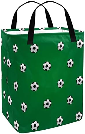 כדורי כדורגל כדורגל דפוס הדפס ירוק סל כביסה מתקפל, סלי כביסה עמידים למים 60 ליטר אחסון צעצועי כביסה לחדר שינה בחדר