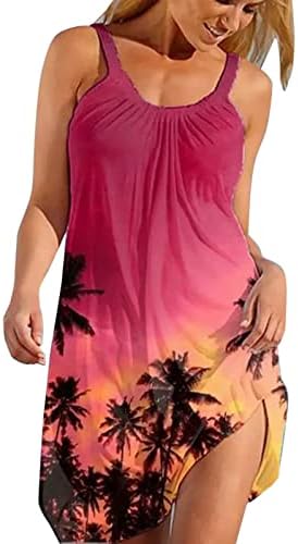 שמלות ג ' גולב לנשים 2023 - קיץ נשים מקרית קיץ ללא שרוולים חוף שמלת הדפס בוהמי שמלה קיצית