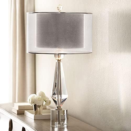 מנורת שולחן אטאי, מנורת קריאה מנורת שולחן קריסטל גביש שקוף גביש מקורה ביתי נורדי מודרני מודרני אפור בהיר מלון סלון