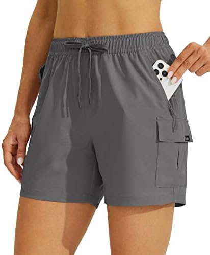 מכנסיים קצרים לנשים מטיילים מכנסיים קצרים מטען מהיר גולף יבש מהיר מכנסיים אתלטים פעילים 7 מכנסי קיץ קלים עם כיסים