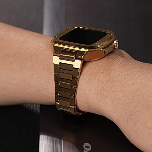 רצועת נירוסטה של ​​Trdybsk עבור פס שעון Apple 44 ממ שעון מתכת שינוי רצועת מתכת אצילית עם מארז עבור IWatch 45mm