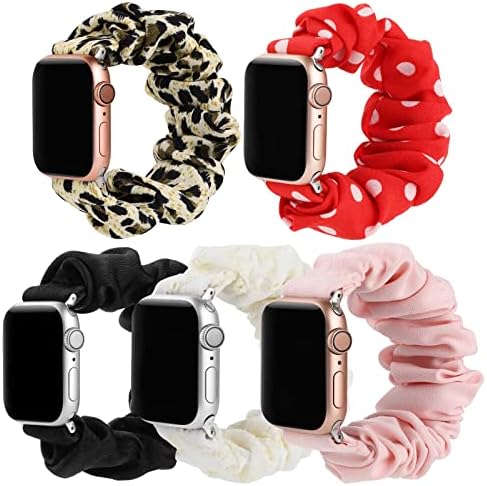 Bigqin 5pack להקות אלסטיות להקות Scrunchie תואמות את Apple Watch Series 8 7 6 SE 5 4 3 2 1, נשים של יום האם של יום