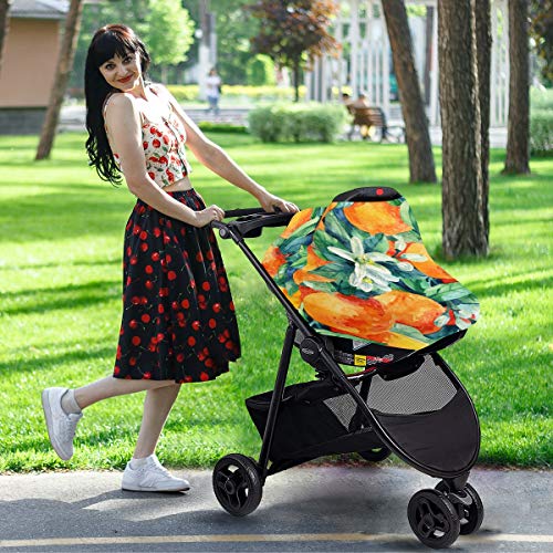 בצבעי מים מנדרין פרי כתום מכסה מושב לרכב לתינוק - סט מתנות לתינוקות של תינוקות יילודים, חופה של מושב רב -שימושי,