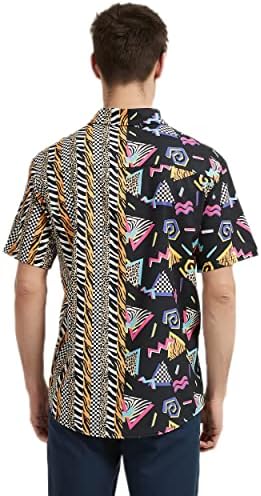 חולצות של שנות ה -80 לגברים שרוול קצר משנות ה -80 שנות ה -90 דיסקו רטרו רטרו כפתור מזדמן במורד חולצה הוואי