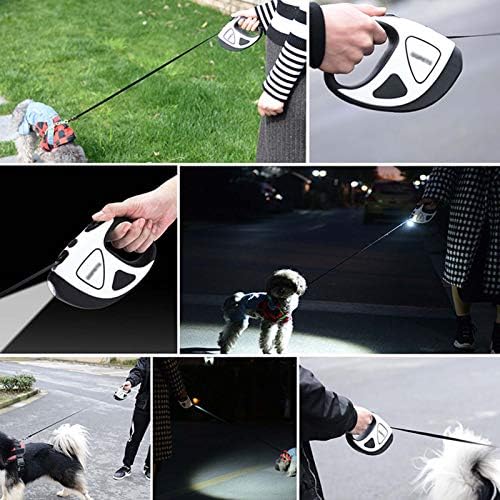 QDY -10ft/16ft רצועת כלבים נשלפת עם פנס LED, רצועה הניתנת להרחבה, חובה כבדה, 360 מעלות סבך חופשי, חוט ניילון לכלבים קטנים