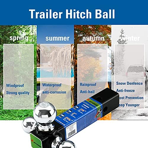 טריילר Kaitwoson Hitch Tri Ball Mount עם כדורי תקלה 1-7/8,2,2-5/16 אינץ ', מתאים למקלט 2 אינץ', כרום