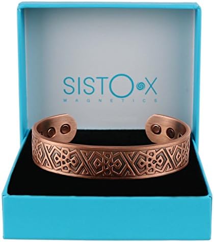 Sisto-X Chunky Copper Coff Coft Inca עיצוב צמיד מגנטי/צמיד מאת Sisto-X® 6 מגנטים לבריאות Neodymium Medium