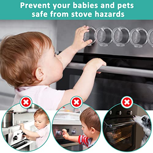 כיסויי כפתור תנור לבטיחות בילדים 5 חבילות BabePai משודרג עיצוב כפול מפתח בגודל אוניברסלי בטיחות תינוקות ביטחון