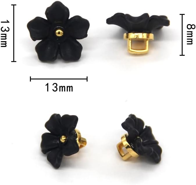 USOSOU 13 ממ פרחים שחורים תפור כפתורי פלסטיק, כפתורי פנינה לבגדים, חולצות, חצאיות, שמלות כלה, חולצה, קישוטים לתכשיטים,
