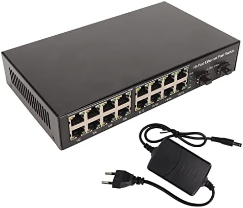 מתג Ethernet של Dauerhaft Gigabit, 16 יציאה אופטית 2 יציאה חשמלית עד 120 קמ, RJ45 יציאות רשת מתג מדיה אתרנט, מחוון LED,