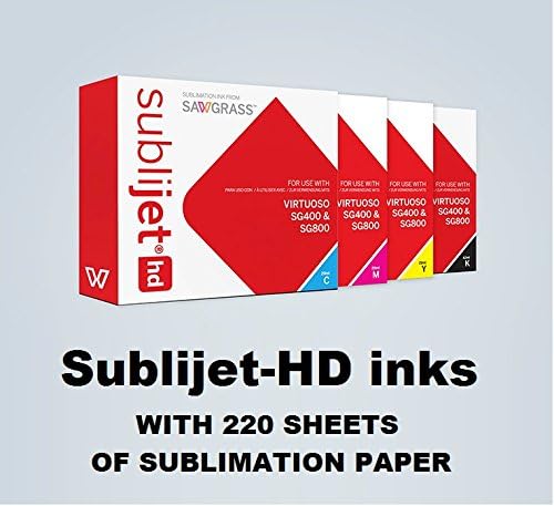 Sawgrass Subblijet HD Sublimation INK למדפסת SG400 עם 220 גיליונות נייר Sublimax