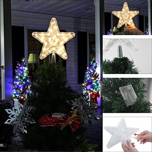 טופר עץ כוכב חג המולד של Darayee מואר, טופר עץ חג המולד עם אורות מבהלים טופר כוכב לקישוטי עץ חג המולד סוללה המופעלת