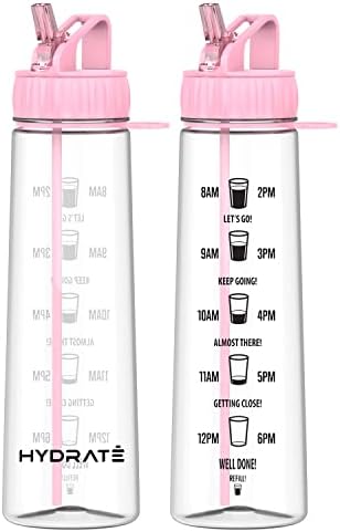 Tracker Hydrate 900 מל בקבוק מים קש - עם סימני זמן מוטיבציוניים, ללא BPA