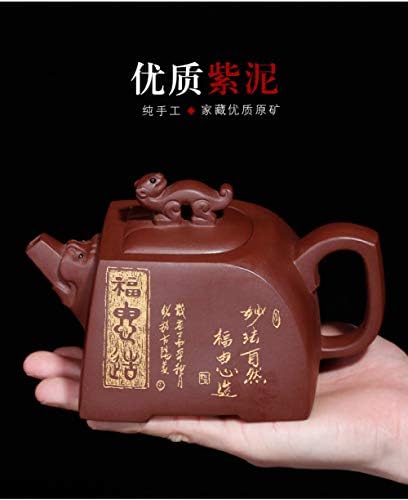 Ldygteaservice סיני yixing zisha קומקום, וינטג 'בעבודת יד רטרו ייחודי מזרחי מקורי עתיק עתיק עפרות גולמיות חרס סגול סיר תה